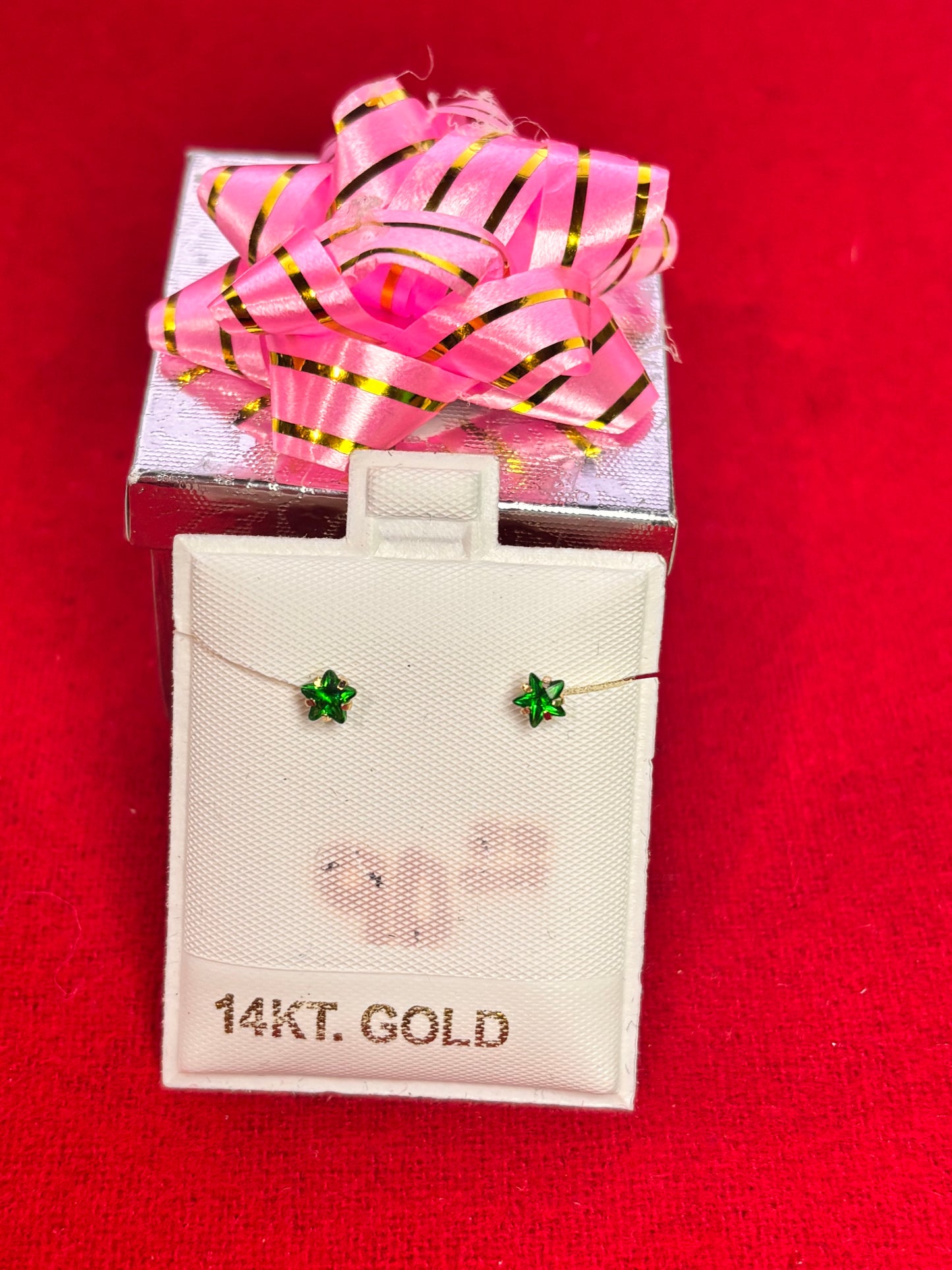 ARETE ESTRELLITA VERDE oro14K