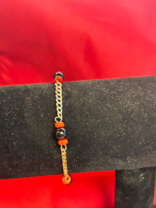 14K tejido cubano perlita rojo y negro