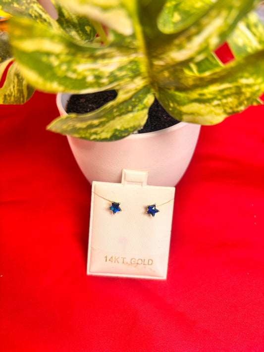 14k aretes estrella azul