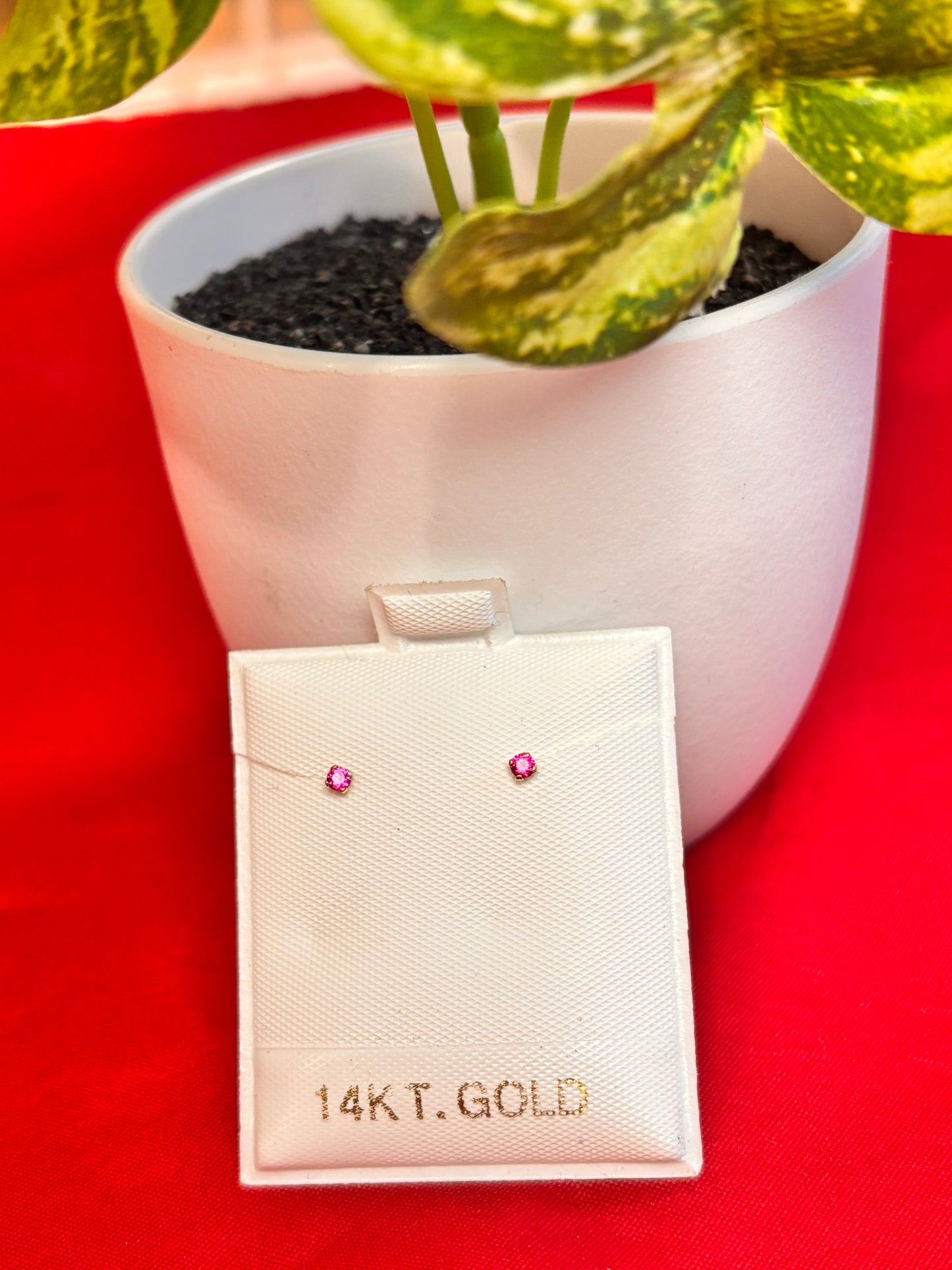 14k aretes  diamante rosa